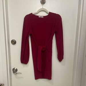 Red Long Sleeve Sweater Dress